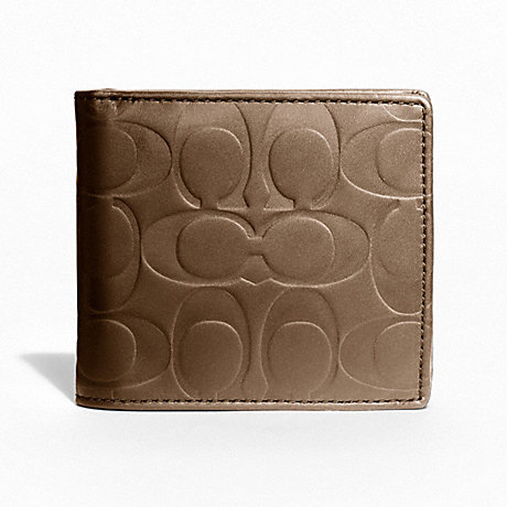 COACH F74531 SIGNATURE EMBOSSED COIN WALLET TOBACCO