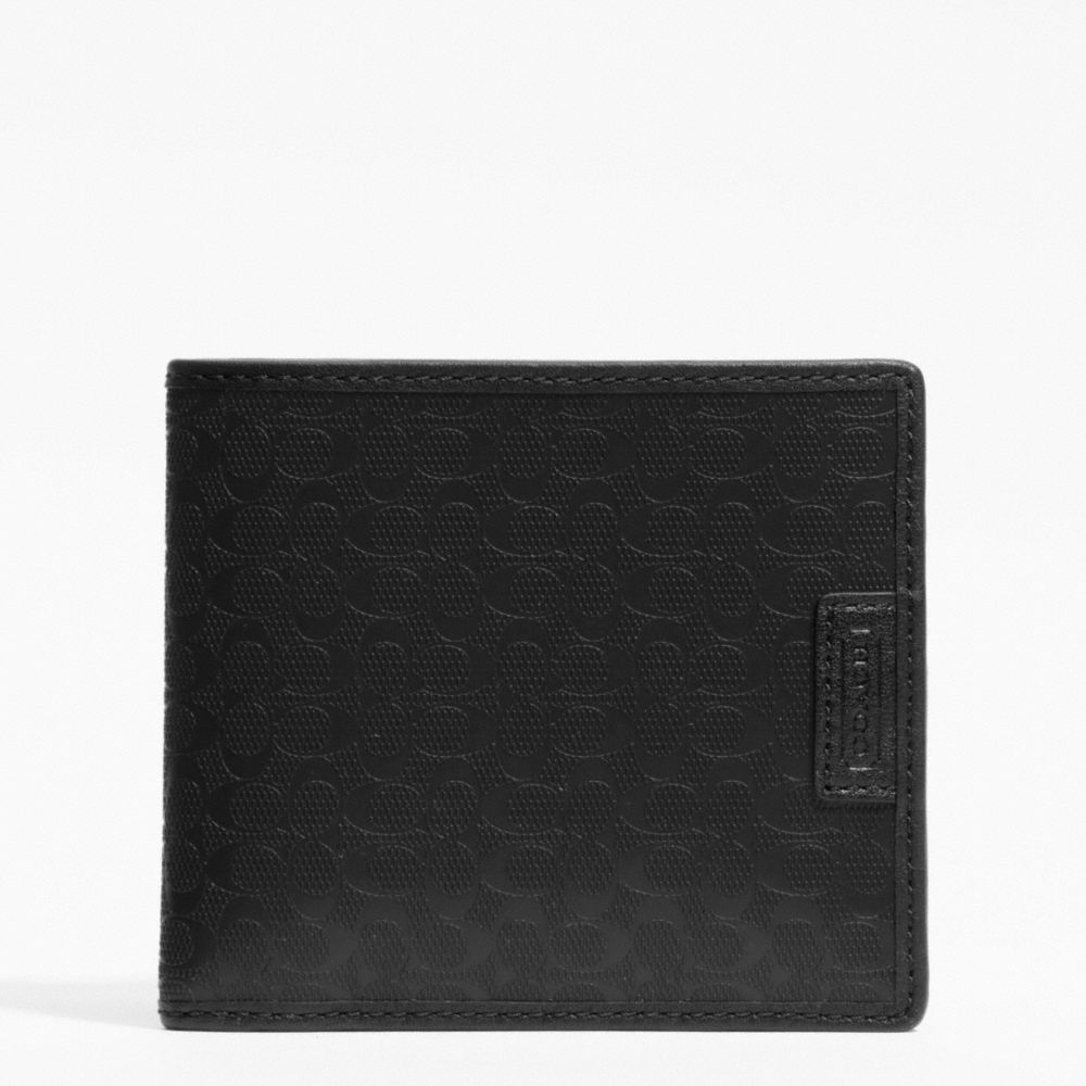 HERITAGE SIGNATURE EMBOSSED PVC DOUBLE BILLFOLD - BLACK - COACH F74549