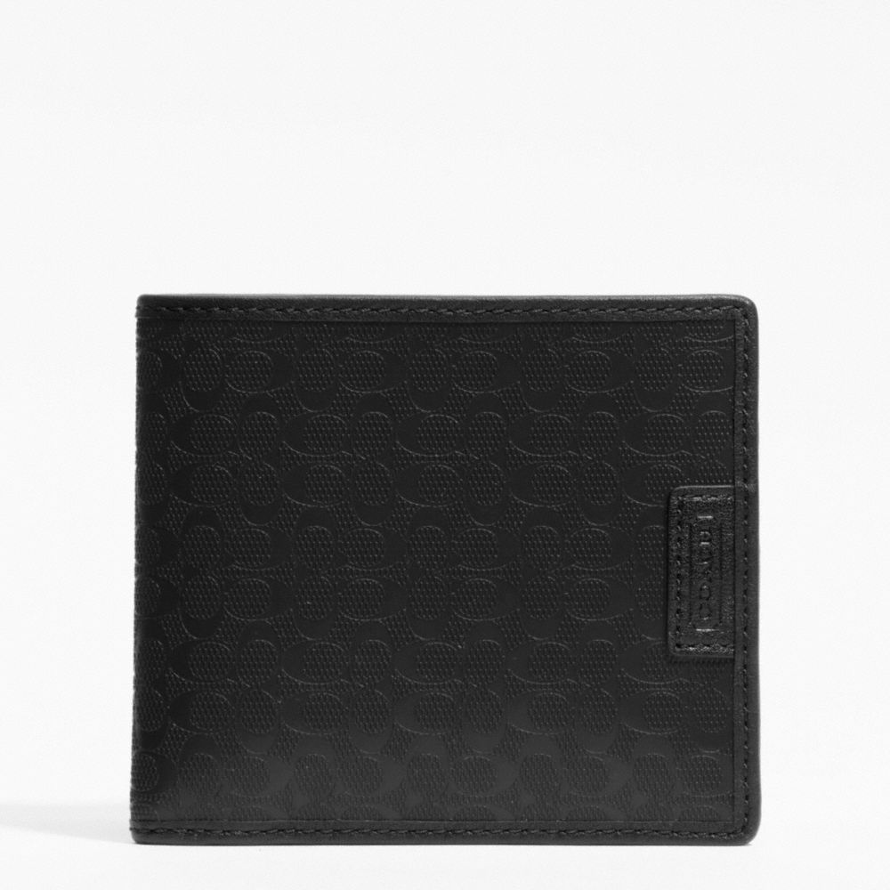 COACH HERITAGE SIGNATURE EMBOSSED PVC DOUBLE BILLFOLD - BLACK - F74549