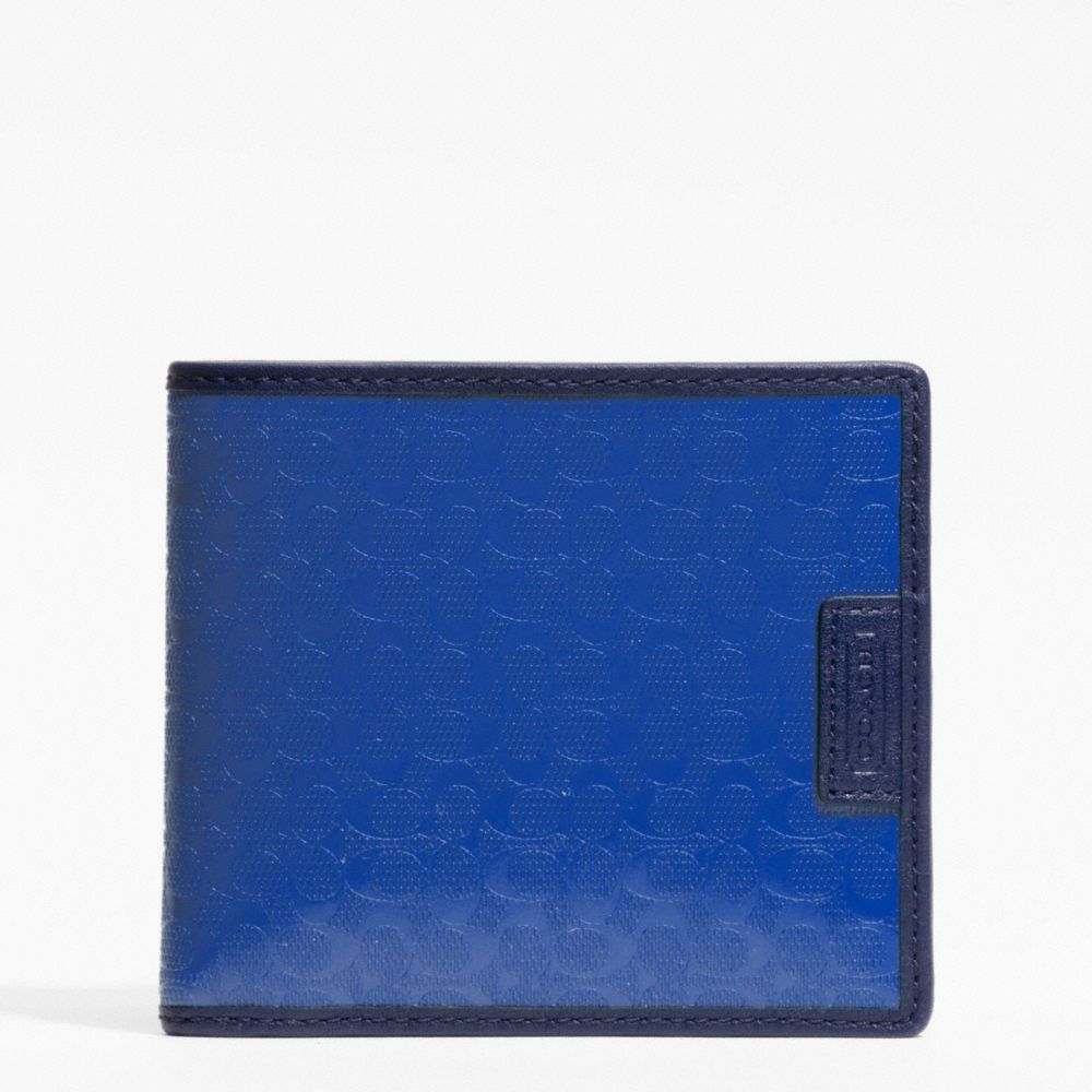 COACH HERITAGE SIGNATURE EMBOSSED PVC DOUBLE BILLFOLD - BLUE - F74549