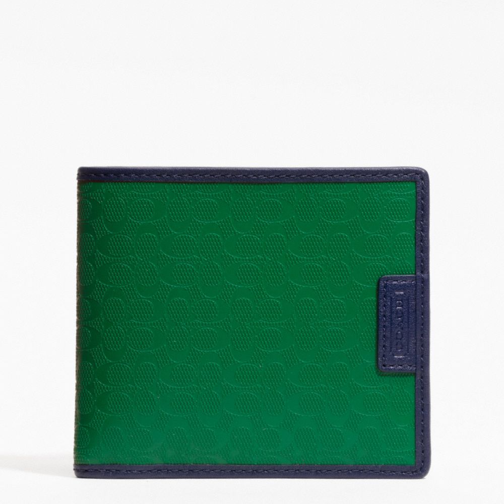 COACH F74549 HERITAGE SIGNATURE EMBOSSED PVC DOUBLE BILLFOLD GREEN