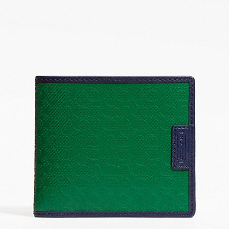 COACH F74549 HERITAGE SIGNATURE EMBOSSED PVC DOUBLE BILLFOLD GREEN