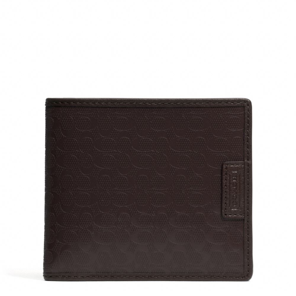 COACH HERITAGE SIGNATURE DOUBLE BILLFOLD WALLET - MAHOGANY - f74549