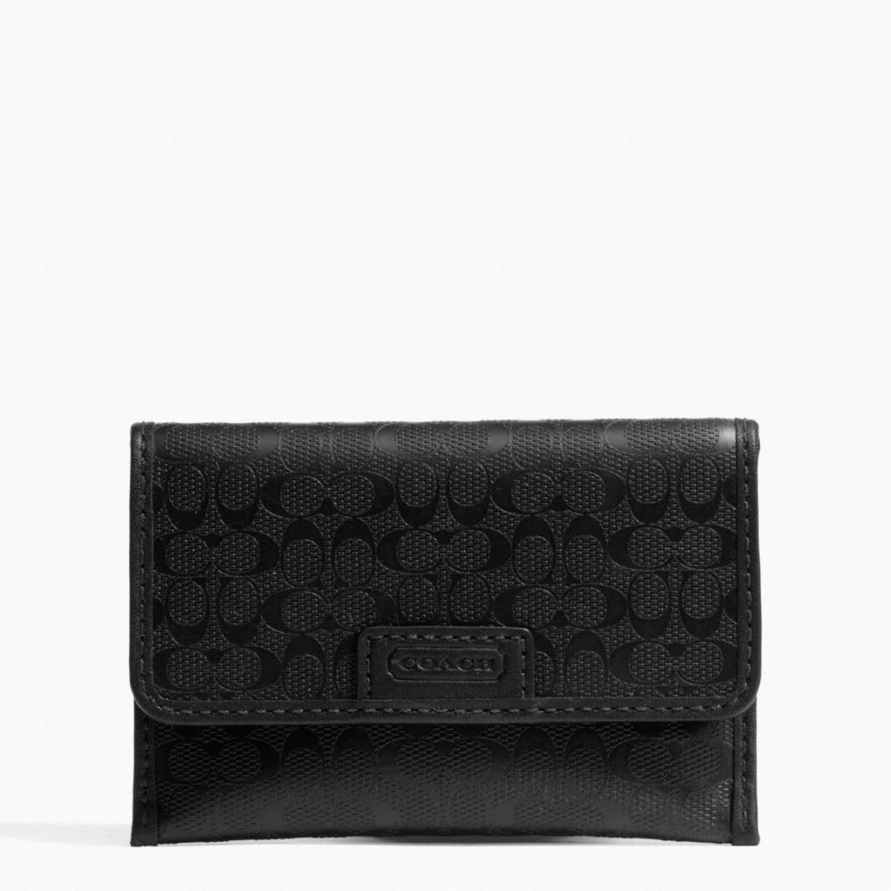 COACH HERITAGE SIGNATURE EMBOSSED PVC BUSINESS CARD CASE - ONE COLOR - F74551