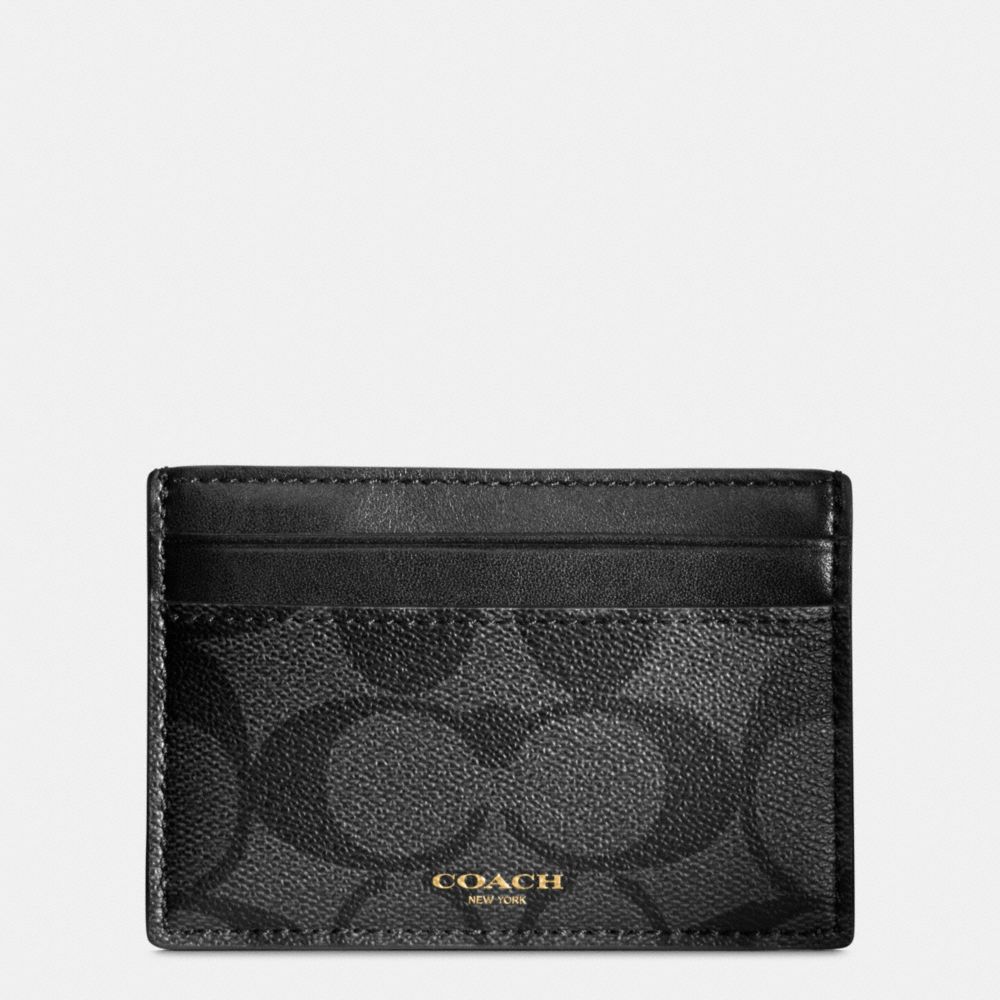 BLEECKER ID CARD CASE IN SIGNATURE COATED CANVAS - BLACK/CHARCOAL - COACH F74585