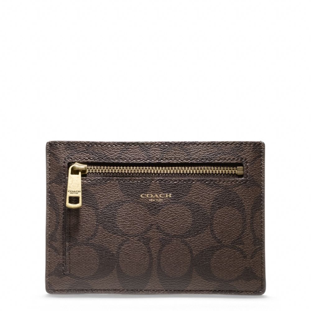 COACH f74587 BLEECKER SIGNATURE ZIP CARD CASE 