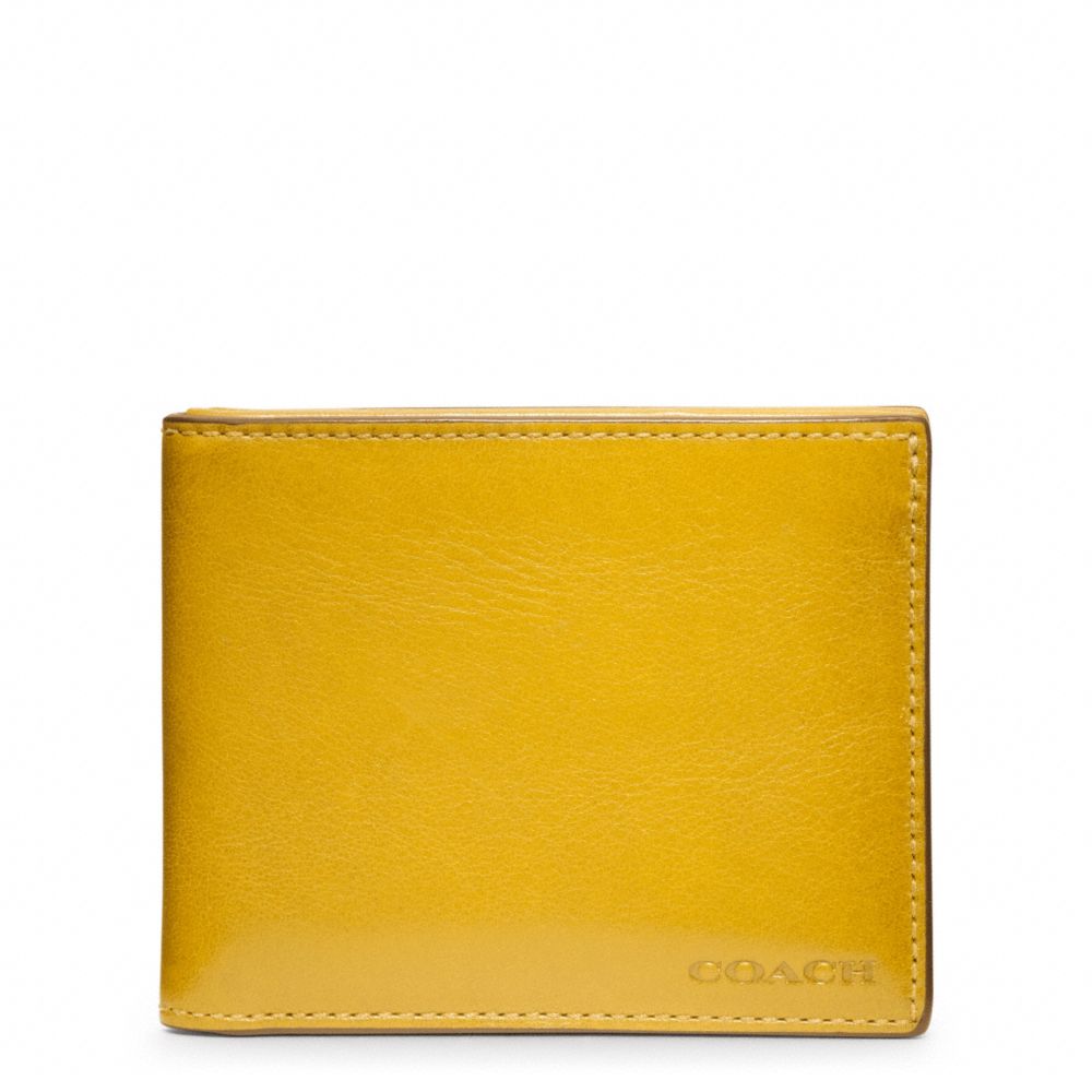 COACH BLEECKER LEATHER SLIM BILLFOLD ID WALLET - SQUASH - f74590