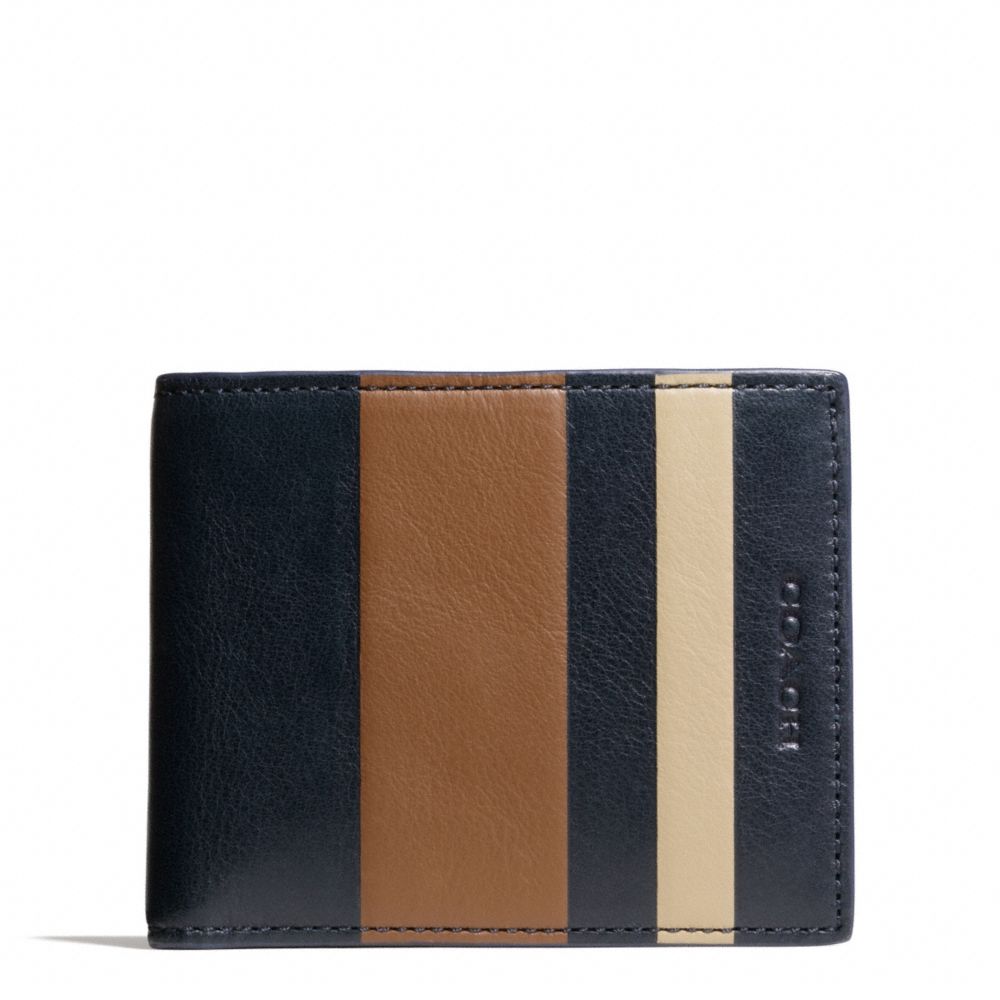 COACH BLEECKER DEBOSSED STRIPE SLIM BILLFOLD ID - NAVY/FAWN - F74593