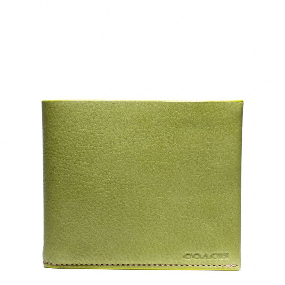 COACH F74595 Bleecker Pebbled Leather Double Billfold LIME