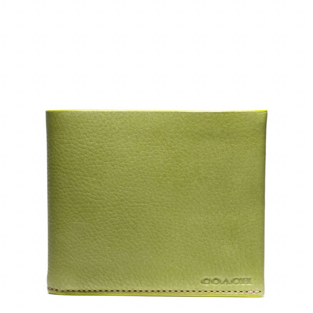 COACH BLEECKER PEBBLED LEATHER DOUBLE BILLFOLD - LIME - F74595