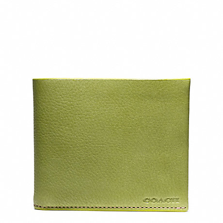 COACH BLEECKER PEBBLED LEATHER DOUBLE BILLFOLD - LIME - f74595