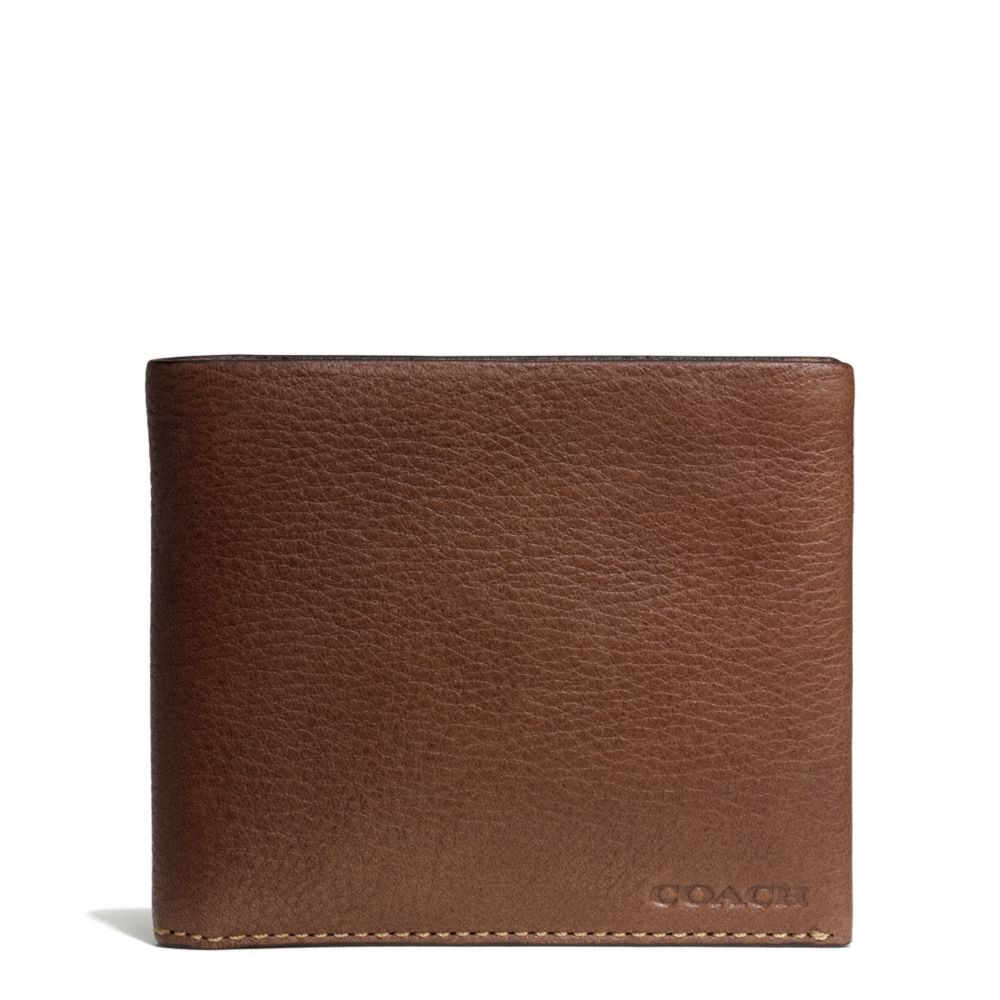 BLEECKER PEBBLED LEATHER DOUBLE BILLFOLD - f74595 - MAHOGANY