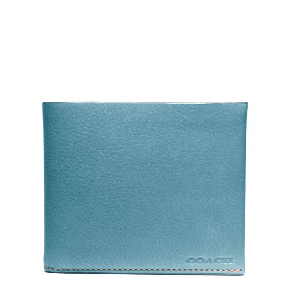 COACH BLEECKER PEBBLED LEATHER DOUBLE BILLFOLD - OCEAN - f74595