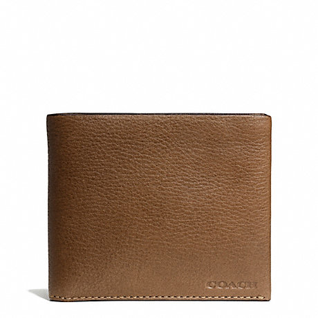 COACH F74595 BLEECKER PEBBLED LEATHER DOUBLE BILLFOLD WALLET SADDLE