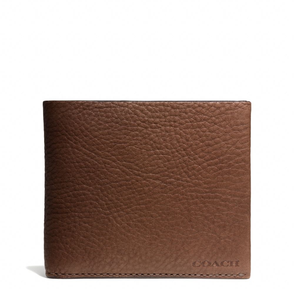 COACH f74596 BLEECKER PEBBLED LEATHER COIN WALLET MAHOGANY