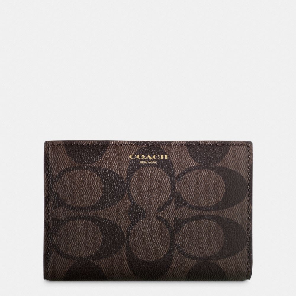 COACH F74600 Bleecker Slim Bifold Card Case In Signature Coated Canvas  MAHOGANY/BROWN