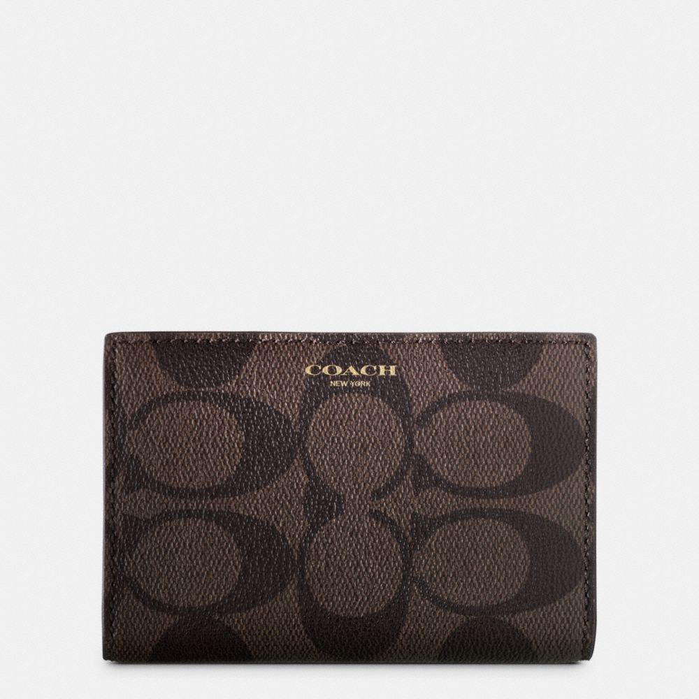 COACH f74600 BLEECKER SLIM BIFOLD CARD CASE IN SIGNATURE COATED CANVAS  MAHOGANY/BROWN