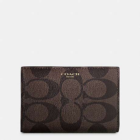 COACH F74600 BLEECKER SLIM BIFOLD CARD CASE IN SIGNATURE COATED CANVAS -MAHOGANY/BROWN