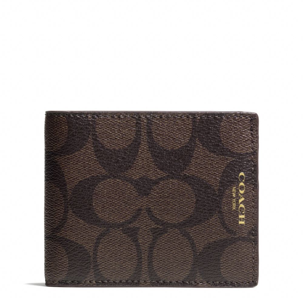 COACH f74612 BLEECKER SIGNATURE SLIM BILLFOLD MAHOGANY/BROWN