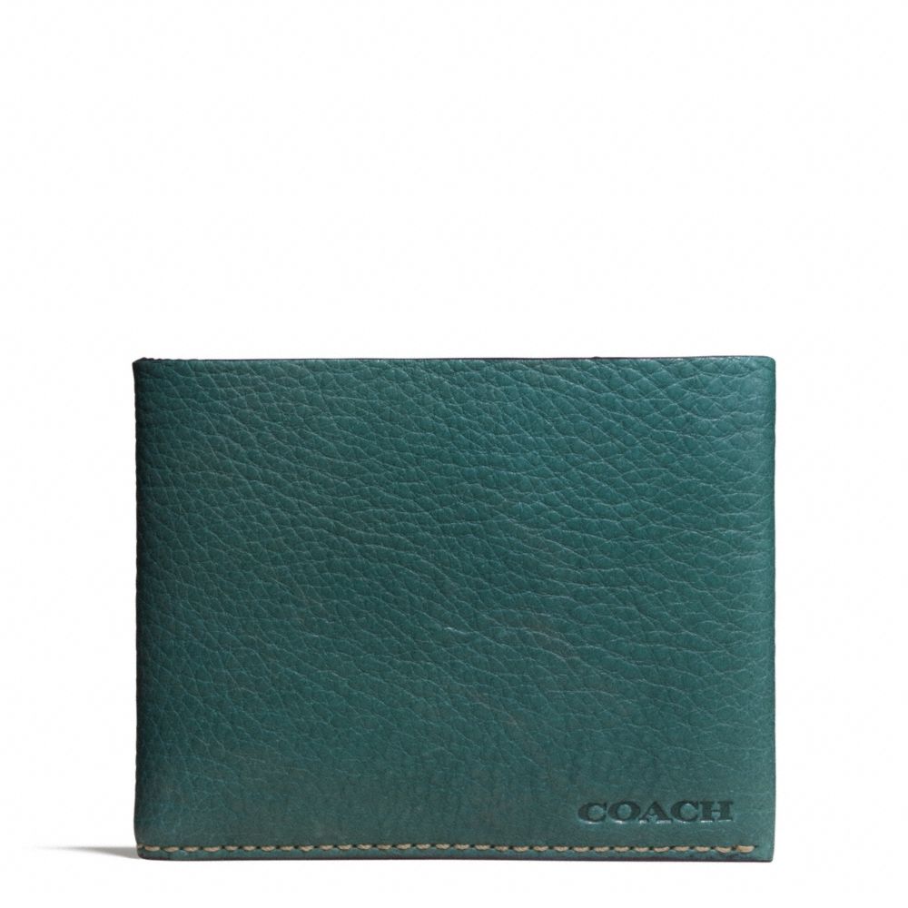 COACH F74614 BLEECKER PEBBLED LEATHER SLIM BILLFOLD AEGEAN