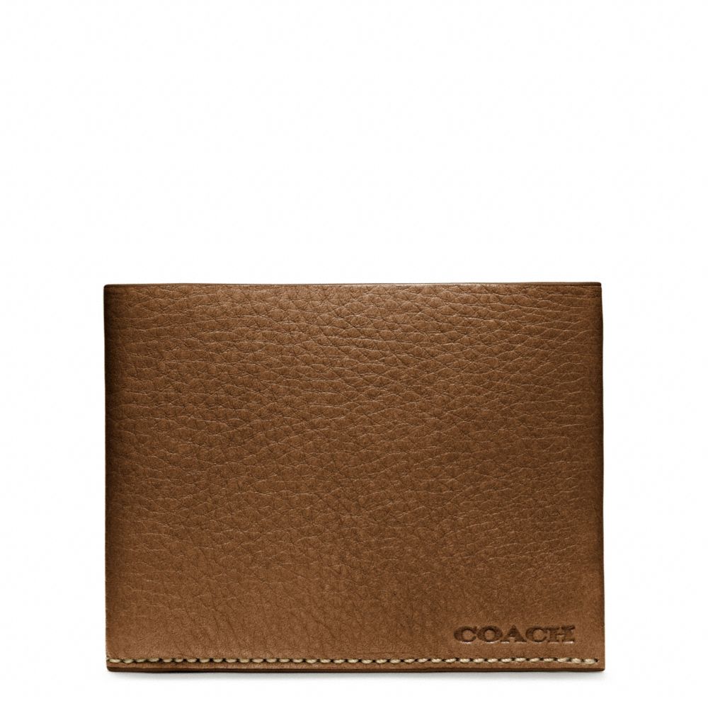 BLEECKER SLIM BILLFOLD WALLET IN PEBBLE LEATHER - f74614 -  SADDLE