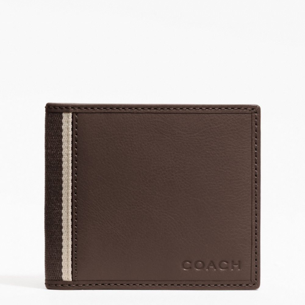 HERITAGE WEB LEATHER ID COIN WALLET COACH F74617