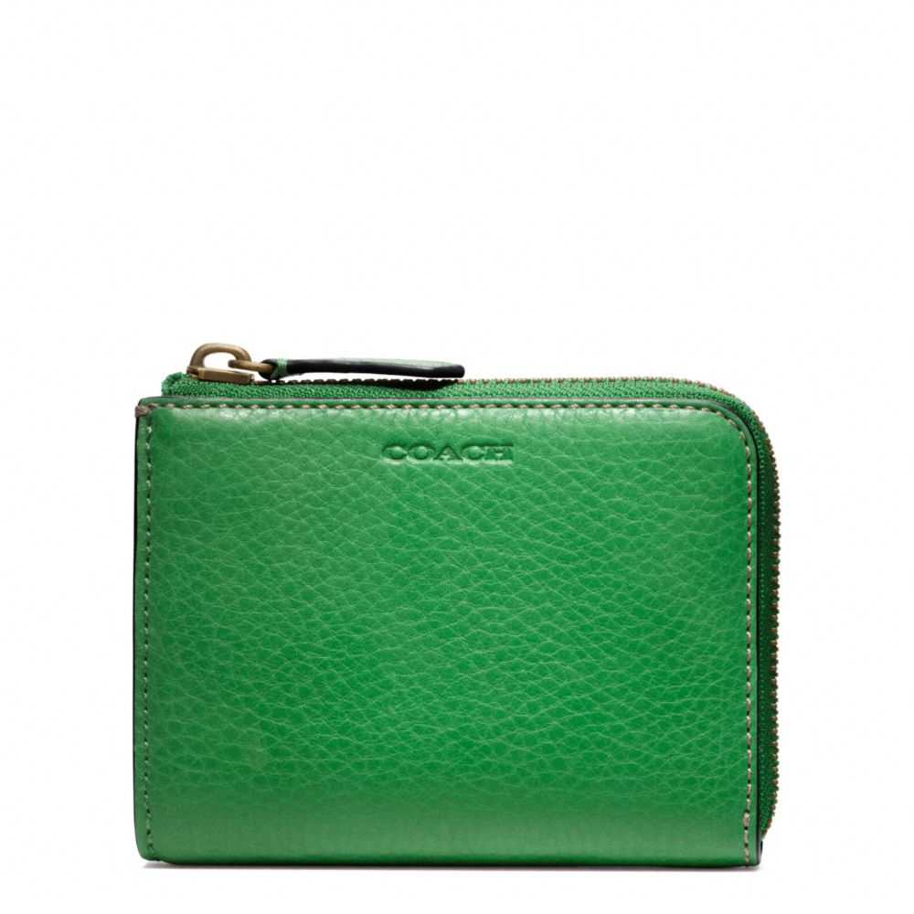 COACH f74624 BLEECKER PEBBLED LEATHER HALF ZIP WALLET 