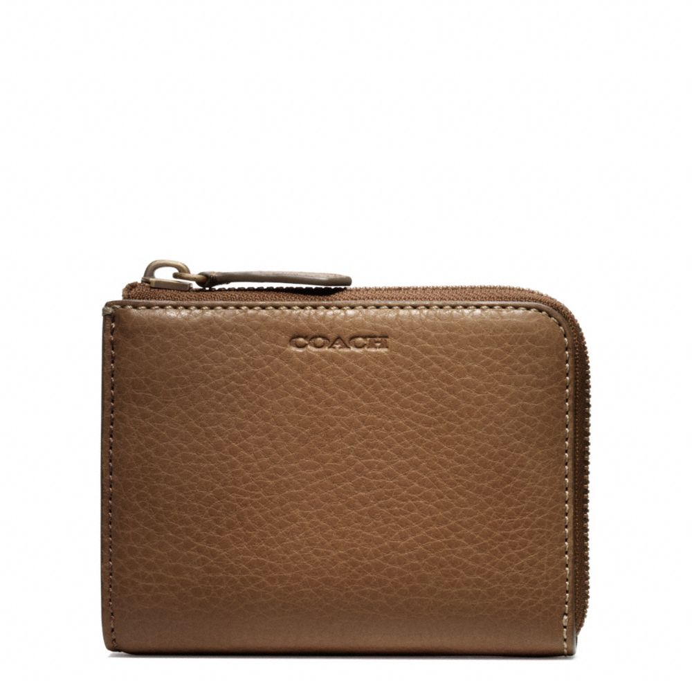 COACH F74624 BLEECKER PEBBLED LEATHER HALF ZIP WALLET ONE-COLOR