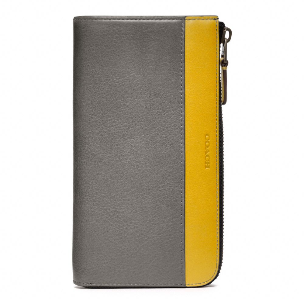 BLEECKER LEATHER LARGE HALF ZIP WALLET - PEWTER/SQUASH - COACH F74626