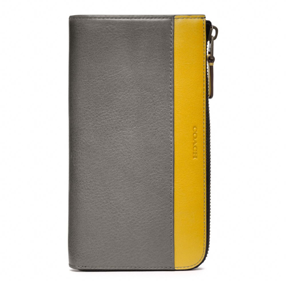 BLEECKER LEATHER LARGE HALF ZIP WALLET - f74626 - PEWTER/SQUASH