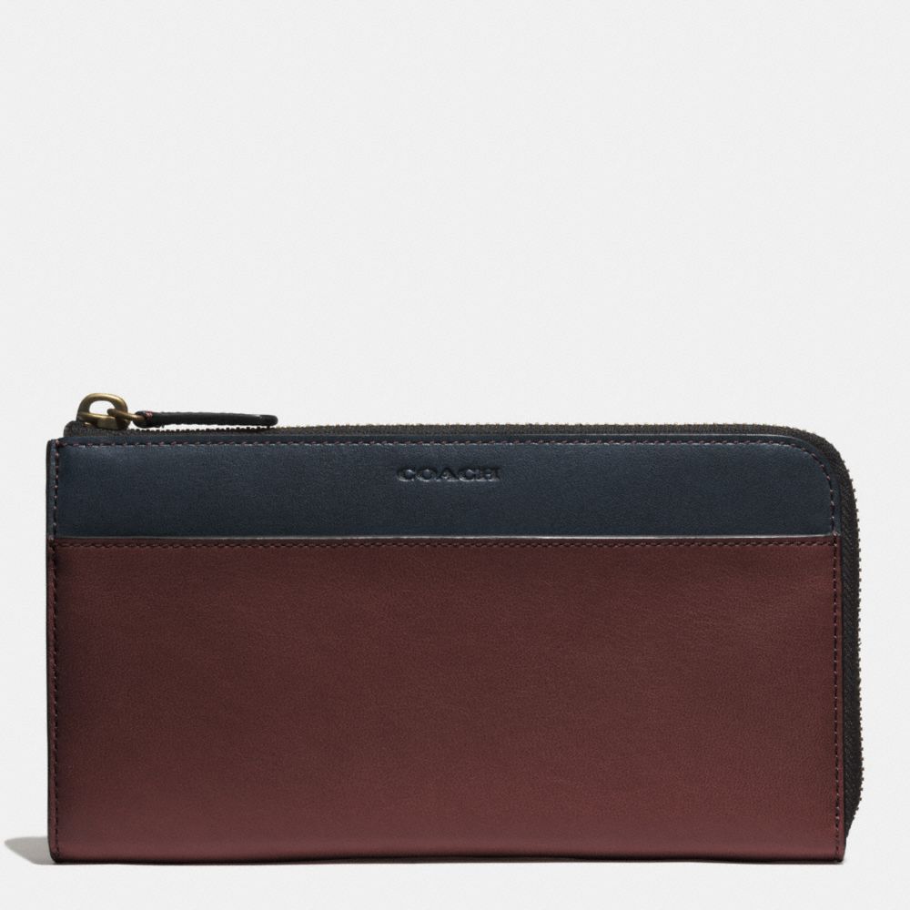 COACH F74626 Bleecker Large Half Zip Wallet In Leather  CORDOVAN/NAVY