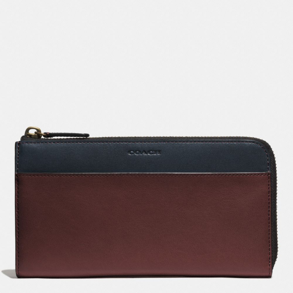 BLEECKER LARGE HALF ZIP WALLET IN LEATHER - f74626 -  CORDOVAN/NAVY