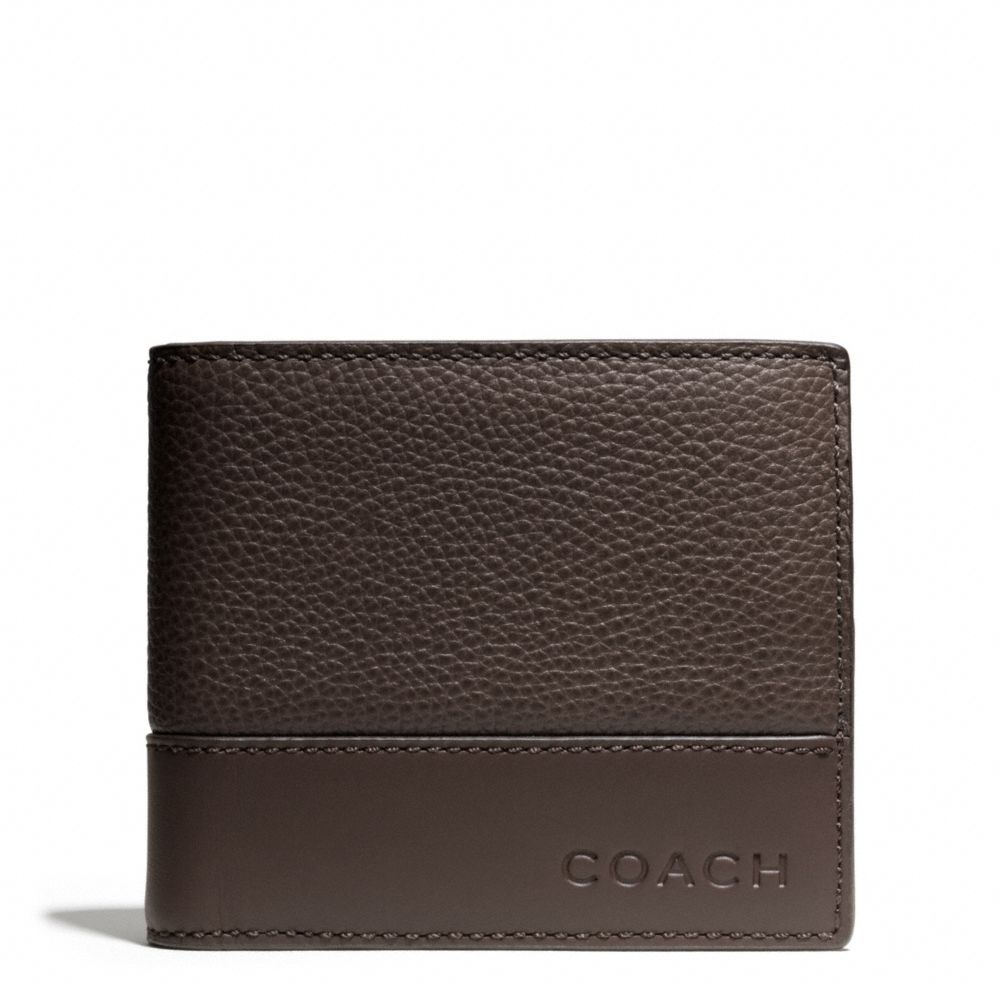 CAMDEN LEATHER COMPACT ID WALLET - f74634 - MAHOGANY/DARK MAHOGANYOGANY