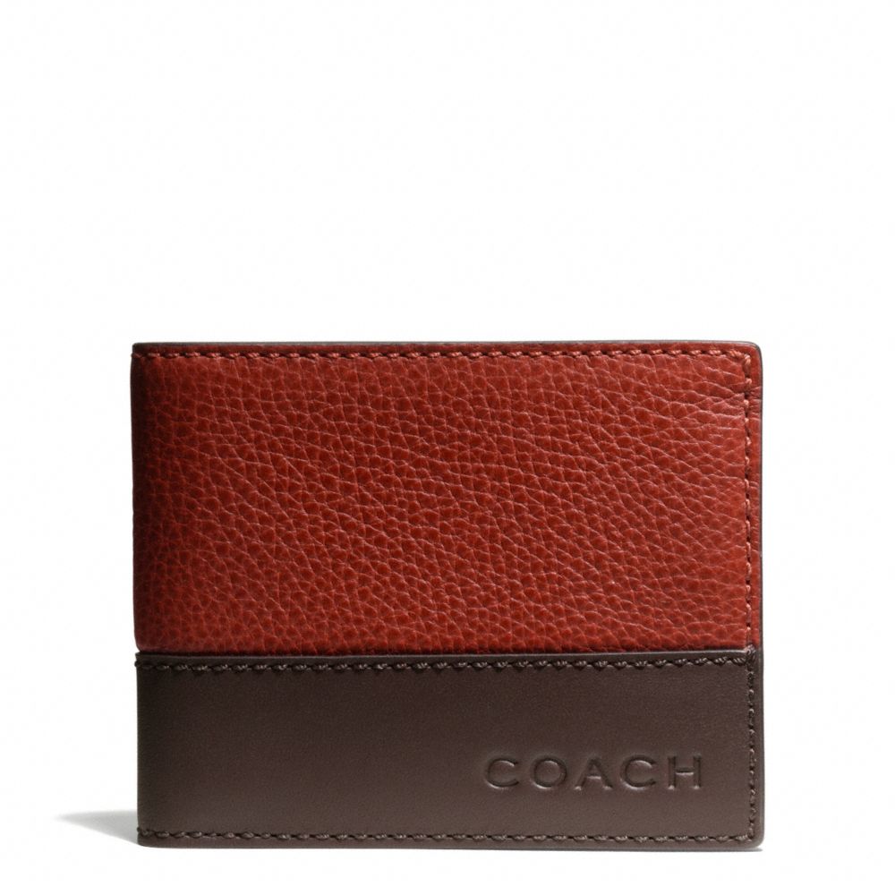 COACH F74638 CAMDEN LEATHER SLIM BILLFOLD RUST/DARK-BROWN