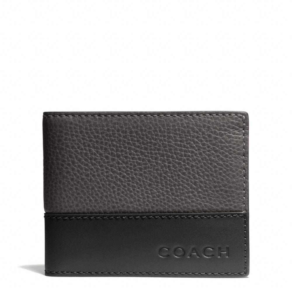 COACH F74638 Camden Leather Slim Billfold Wallet SLATE/BLACK