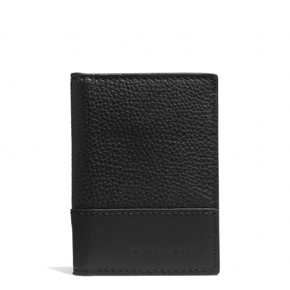 COACH f74639 CAMDEN LEATHER SLIM PASSCASE ID WALLET BLACK/BLACK