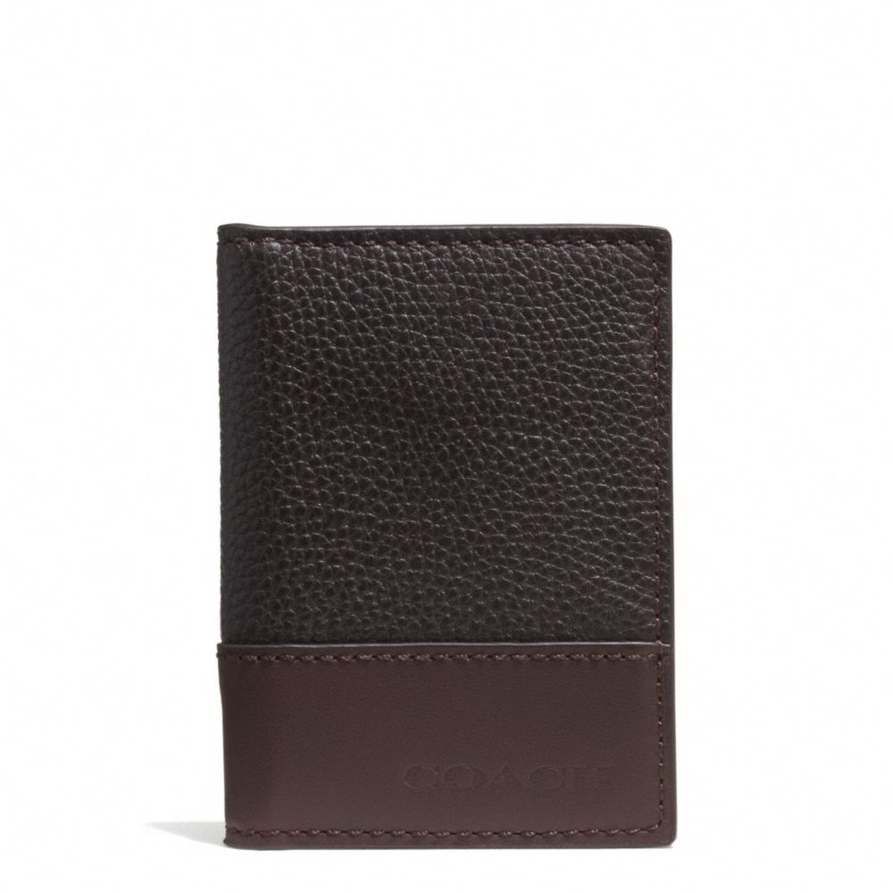 CAMDEN LEATHER SLIM PASSCASE ID WALLET - f74639 - MAHOGANY/DARK MAHOGANY