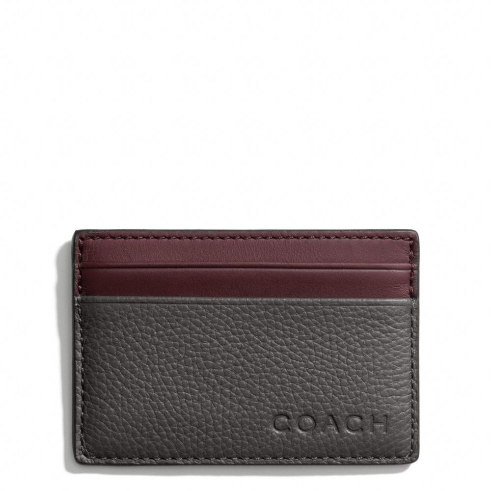COACH F74640 Camden Leather Slim Card Case DARK GREY/DARK RED