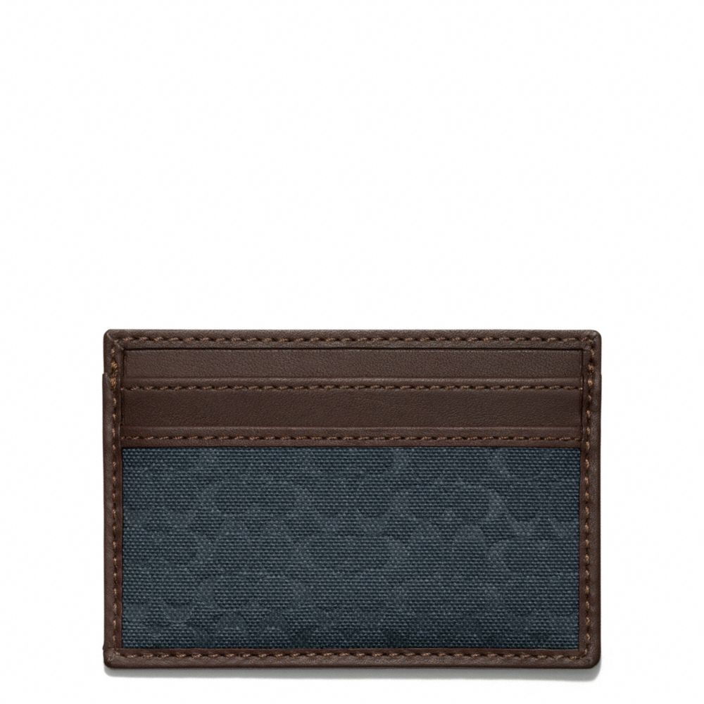 COACH CAMDEN CANVAS SIGNATURE SLIM CARD CASE - NAVY - f74652