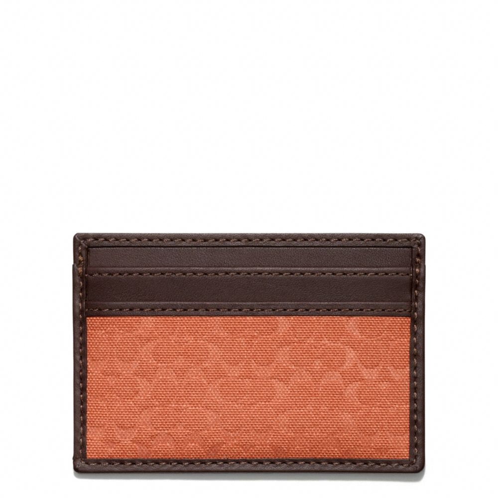 COACH F74652 CAMDEN CANVAS SIGNATURE SLIM CARD CASE ORANGE