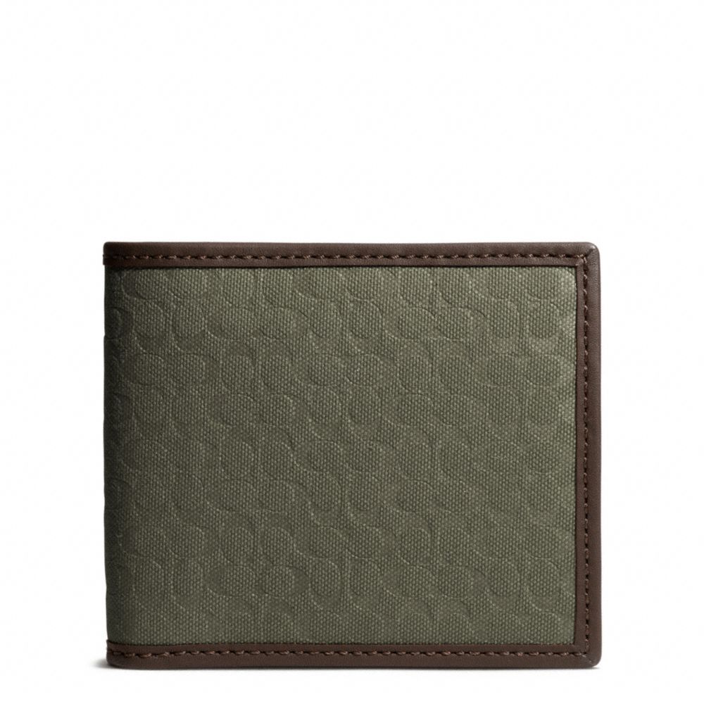 COACH CAMDEN CANVAS SIGNATURE COMPACT ID WALLET - FATIGUE - F74653