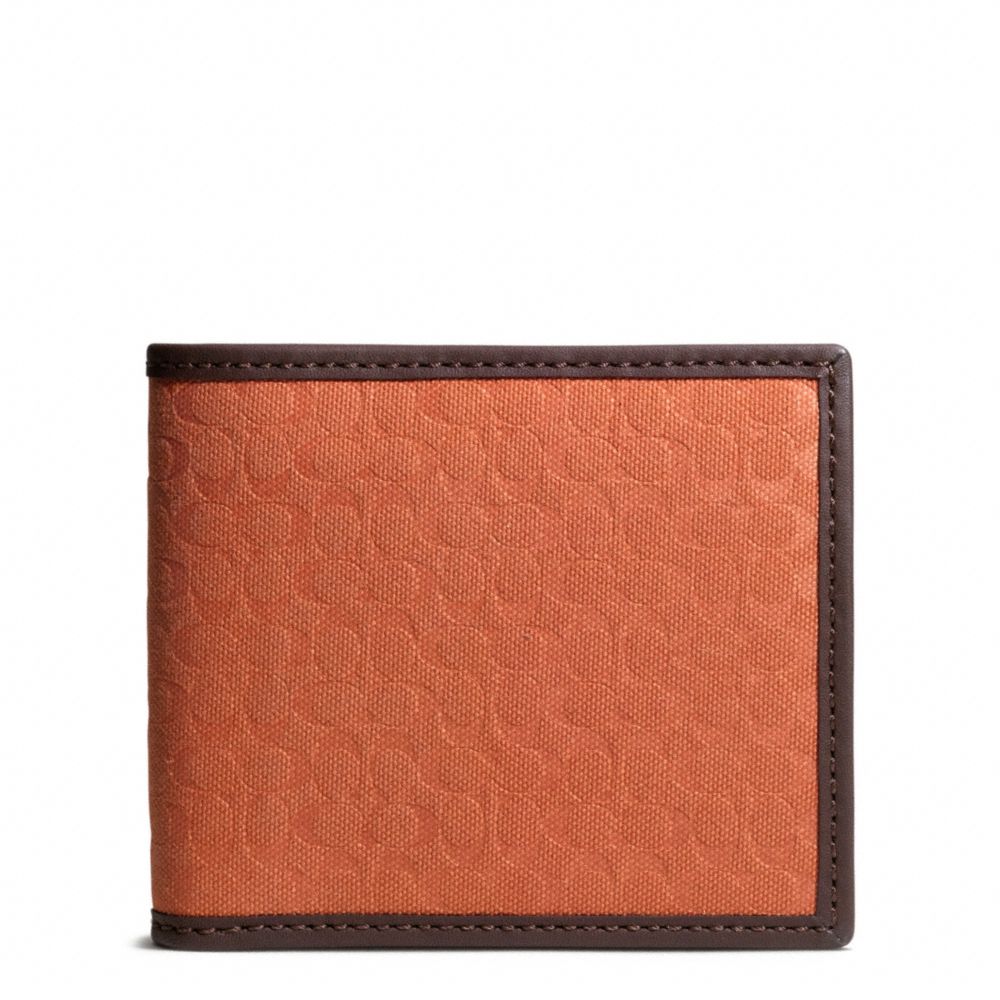 COACH CAMDEN CANVAS SIGNATURE COMPACT ID WALLET - ORANGE - F74653