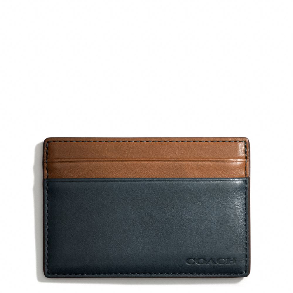 BLEECKER LEATHER COLORBLOCK ID CARD CASE - f74667 - NAVY/FAWN