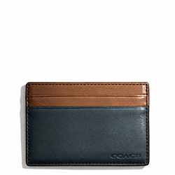 COACH F74667 - BLEECKER LEATHER COLORBLOCK ID CARD CASE NAVY/FAWN