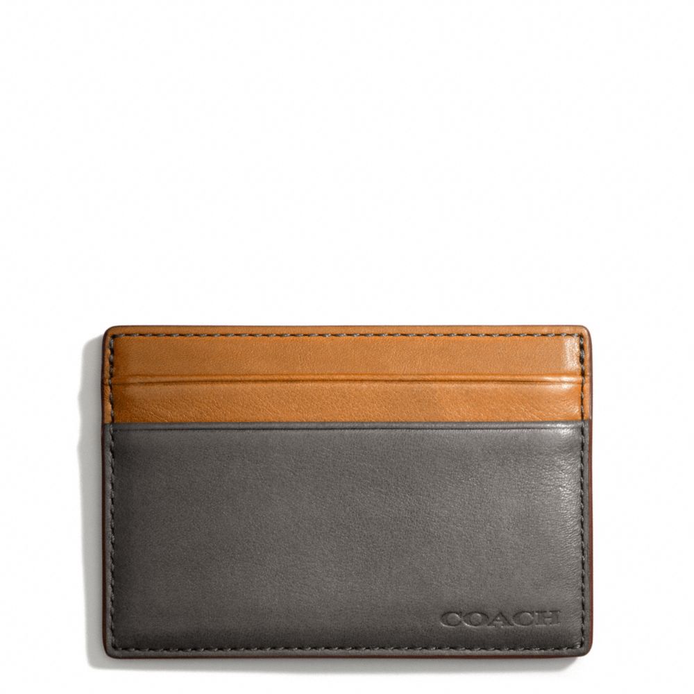 BLEECKER LEATHER COLORBLOCK ID CARD CASE - SHARKSKIN/NATURAL - COACH F74667