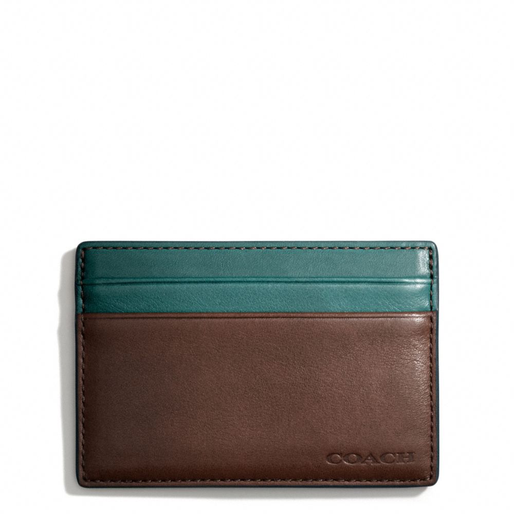 BLEECKER LEATHER COLORBLOCK ID CARD CASE - MAHOGANY/AEGEAN - COACH F74667