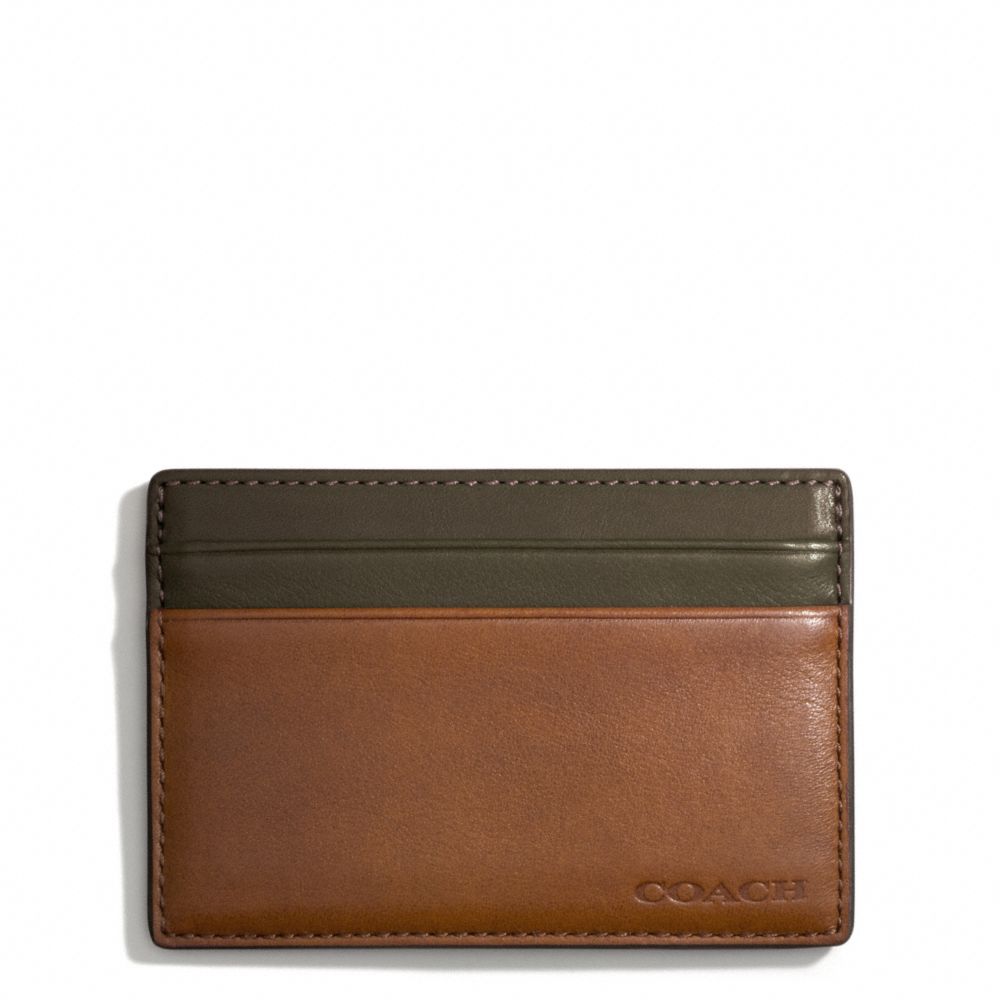 BLEECKER LEATHER COLORBLOCK ID CARD CASE - f74667 - DOE/DARK OLIGHT GOLDVE