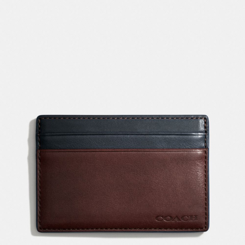 BLEECKER ID CARD CASE IN COLORBLOCK LEATHER - f74667 -  NAVY/CORDOVAN