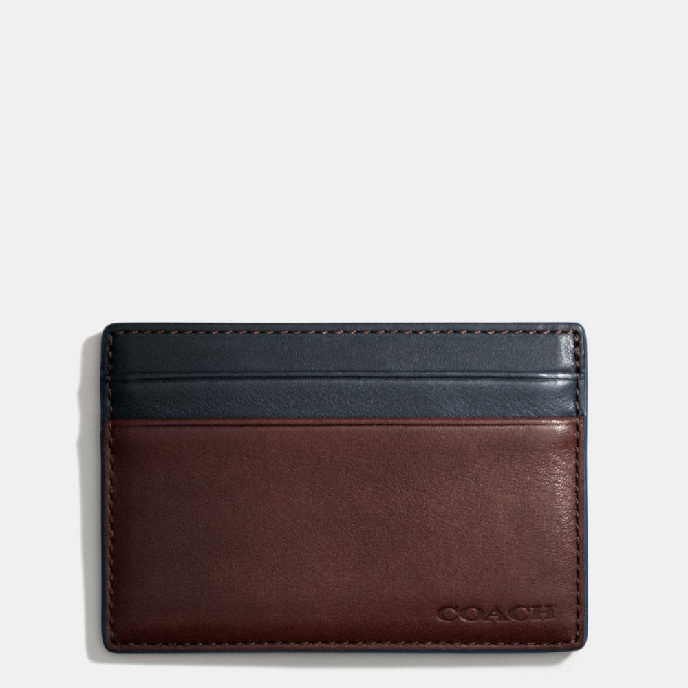 COACH f74667 BLEECKER ID CARD CASE IN COLORBLOCK LEATHER  NAVY/CORDOVAN