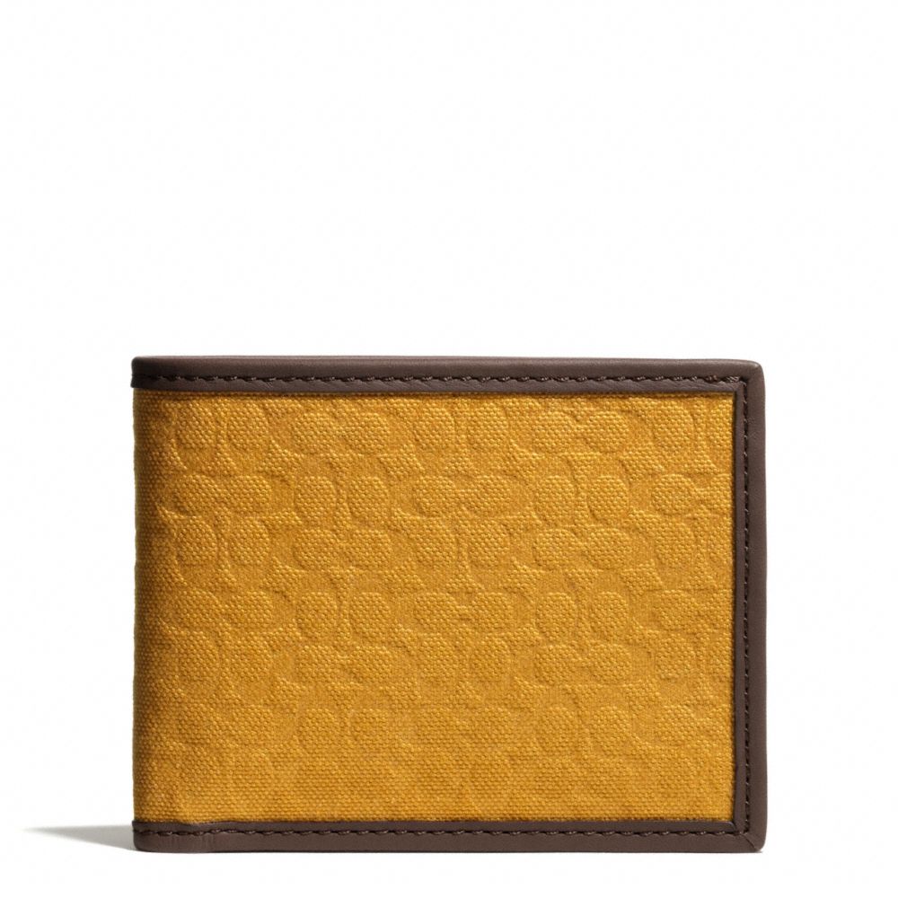 COACH CAMDEN CANVAS SIGNATURE SLIM BILLFOLD WALLET - MUSTARD - F74682